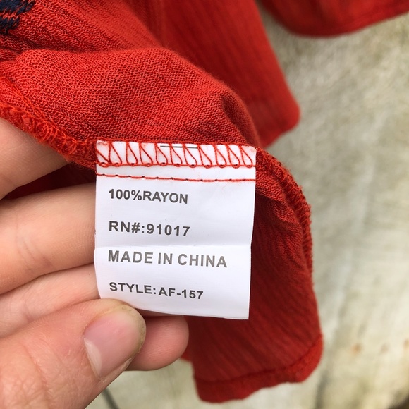 Solitaire | orange embroidered boho flowy top - Picture 6 of 6